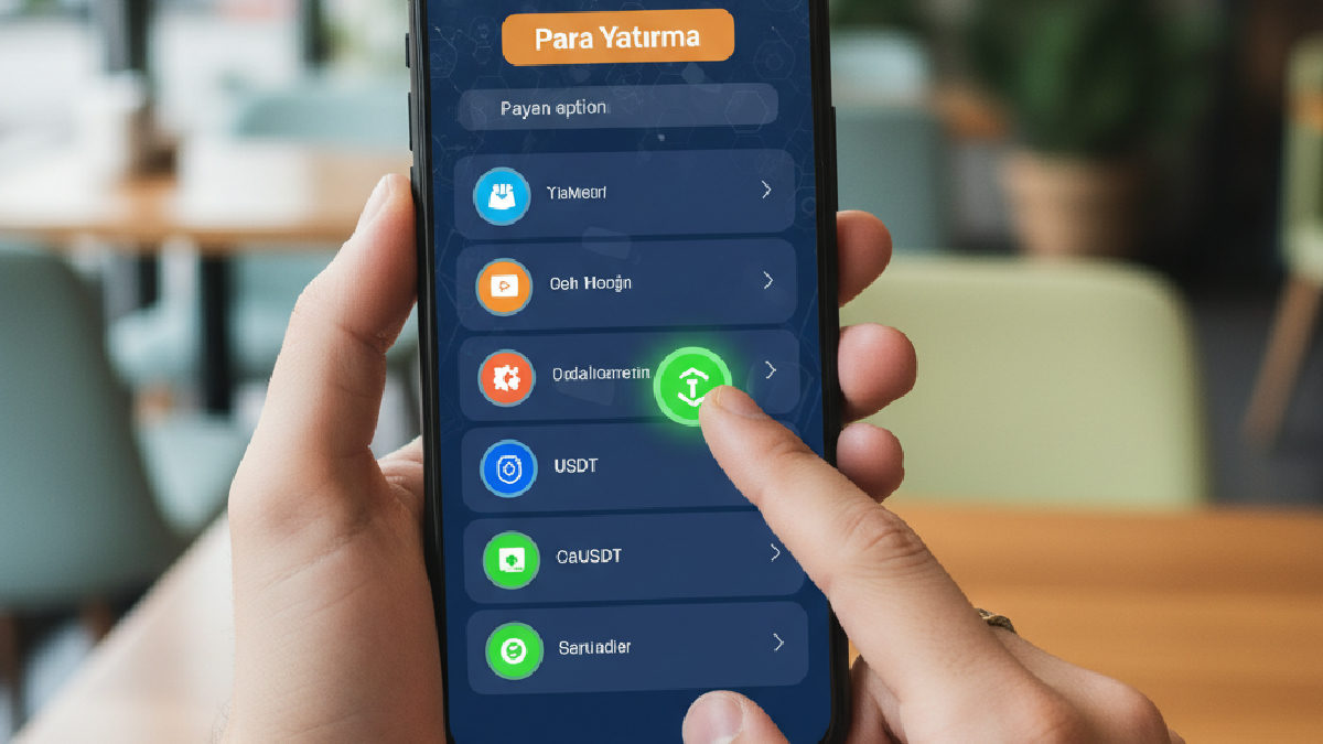 Online bahis platformlarında USDT ile yatırımın mobil cihaz üzerinden yapılışı gösteriliyor.